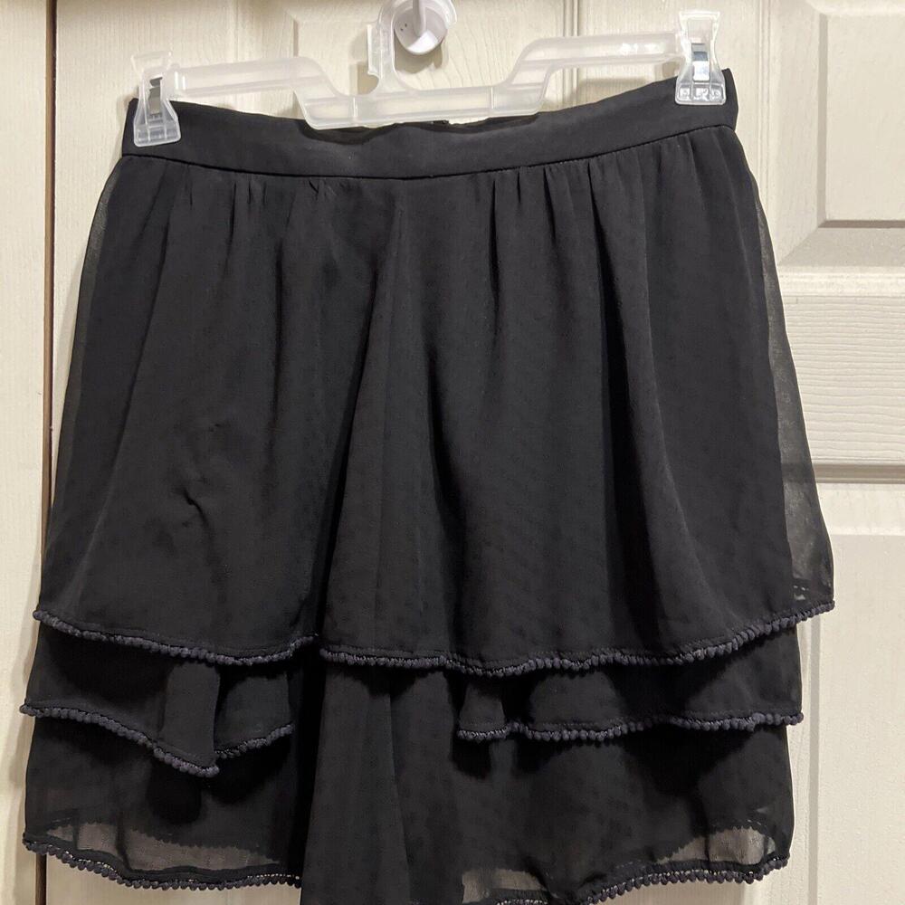 BCBGeneration Womens Skirt Size 8 Black Chiffon Mini Layered